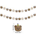 Bear Happy Birthday Banner Cute Bear Paper Birthday Bunting Banner Hanging Garland for Kids Baby shower 1st First Birthday Decor. 