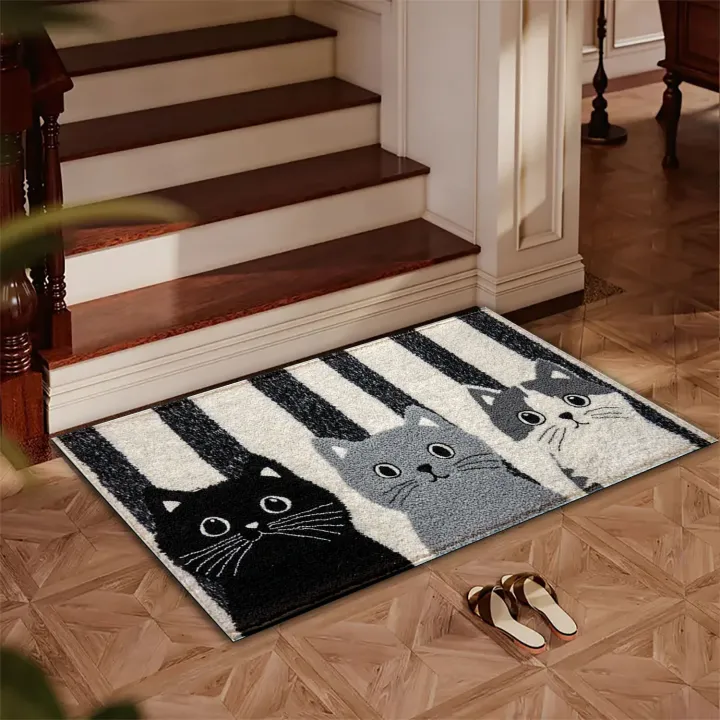VIKAMA%20Striped%20Cartoon%20Cat%20Carpet%20Soft%20Doormat%20Waterproof%20Floor%20Mat%20Rug%20For%20Bedroom%20Carpet%20For%20Live%20Room%20Outdoor%20Carpet%20Home%20Dec%20-%20Image%202