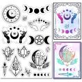 1pc Moon Phase Crystal Rubber Stamp Magic Hands Star Vintage Clear Transparent Silicone Seals Stamp for Journaling Card Making. 