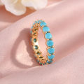 ZAKOL New Turquoise Zircon Finger Ring Set for Women Men Exquisite Original Design Engagement Party Jewelry .