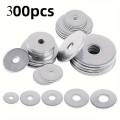 300pcs M2.5 x 6 x 0.5 Stainless Steel Flat Washers – Durable Metal Spacers for Screws & Bolts, Ideal for Factory Maintenance, Ki. 