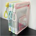 Macaron Transparent A4 File Bag Large-capacity Textbook Storage Zipper Student Hand-held Thickened Waterproof Storage Bag. 