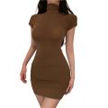Bodycon Dresses for Women 2024 High Neck Thigh Length Short Sleeve Fitted Women's Valentines Going Out Club Date Night Outfit.