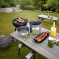 Outdoor camping pot set, made of hard aluminum alloy material, portable, 1-2 person picnic folding stove cookware set. 