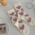 New Coral Fleece Warm Home Socks for Women - Winter Love Socks for women – Thickened Mid-Length Fleece-Lined Winter Floor Socks.