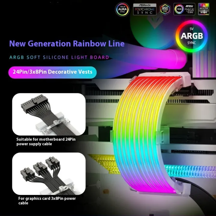 5V%203Pin%20ARGB%20Sync%20PC%20Cable%208/24PIN%20Motherboard%20Power%20Extension%20Cable%20Flexible%20LED%20Strip%20Light%20DIY%20Kit%20for%20Computer%20Power%20Supply%20-%20Image%202