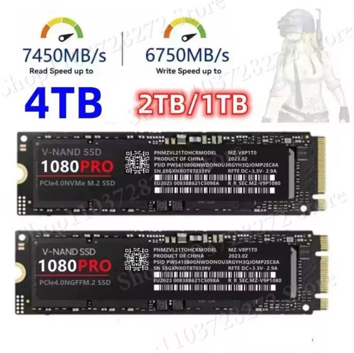 4TB 2TB 1TB Original 1080PRO SSD M2 2280 PCIe 4.0 NVME NGFF Solid State Drive 14000MB/S Read Hard Disk for Xbox PC PS5 PUBG Game