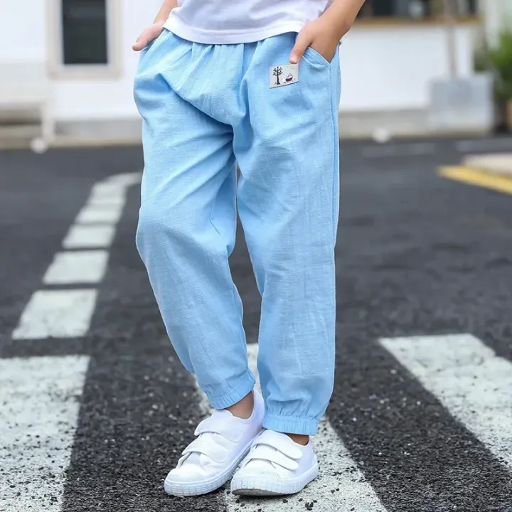 Children%20Trousers%20For%20Boys%20Girls%20Cotton%20Linen%20Elastic%20Waist%20Solid%20Color%20Summer%20Mosquito%20Pants%20Kids%20Clothing%20Long%20Pants%20100-160cm%20-%20Image%206