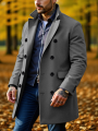 Men's Wool Overcoat Double-Breasted Winter Design Thickened Stand Collar Business Casual  Warm. 