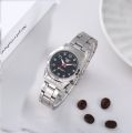 Senkq fashion stainless steel band quartz watch round waterproof wrist watch men and women LH-11. 