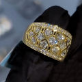 Huitan Gorgeous Women Wedding Rings Full with Bling Bling Cubic Zircon Engagement Party Statement Accessories for Female Jewelry.