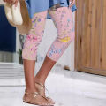 Summer leisure new digital printing slim cropped pants leggings ladies. 
