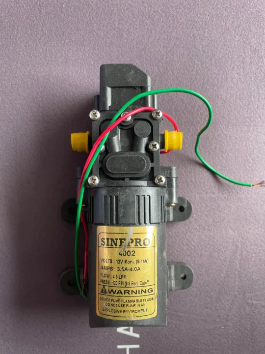 DC Pump Motor Diaphragm Water Pump 12 Volt DC / 3 Amp / 110 PSI ...