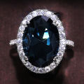 Huitan Charming Blue CZ Women Rings Wedding Party Accessories Bling Bling Graceful Bridal Eternity Ring Trendy Jewelry Wholesale.