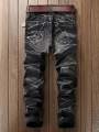Men's Jeans Black And White Slim Fit Stretch Denim Pants Casual Mid Waist Spring Trousers. 