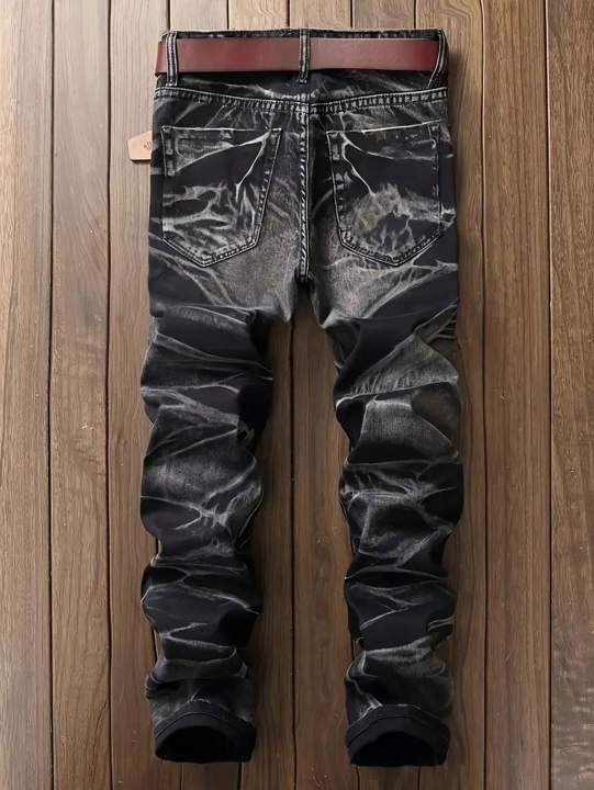 Men's%20Jeans%20Black%20And%20White%20Slim%20Fit%20Stretch%20Denim%20Pants%20Casual%20Mid%20Waist%20Spring%20Trousers%20-%20Image%202