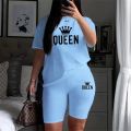 Summer Womens Tracksuit Queen Printing T-Shirt+Shorts 2 Piece Sets Fashion Casual Sportswear Clothing Luxury Jogging Short Suit.
