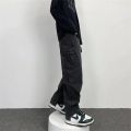 Baggy Straight Men's Cargo Jeans Fashion Streetwear Hip Hop Wide Pants Harajuku Y2K High Street Korean Male Denim Trousers. 