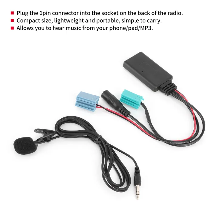 6Pin%20%20%20Cable%20Car%20Stereo%20AUX%E2%80%91IN%20Adapter%20with%20Microphone%20Fit%20for%20Clio/Espace/Megane%20-%20Image%204