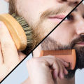 4pcs/set Hair Dough Beard Brush & Comb Scissors Set for Men Soft Boar Bristle Brush Bamboo Wide Tooth Comb Soften Your Beard. 