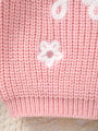 Baby Girl Knitted Round Neck Sweater with Letter Big Sister and Floral Embroidery, Fresh and Versatile, Ins Hot-Selling Top.
