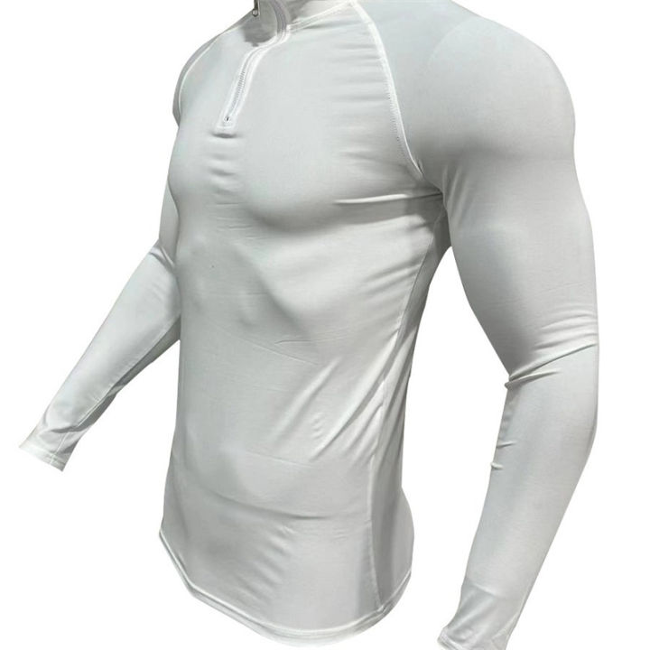 Fitness%20Compression%20Sport%20T-Shirt%20Gym%20Running%20Exercise%20Elastic%20Long%20Sleeves%20Sweatshirt%20Half%20Zip%20High%20Neck%20Tops%20Men%20Tight%20T-Shirt%20-%20Image%202