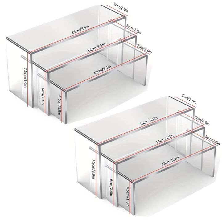 Vendor Risers Acrylic Display Risers, 1 Sets 3Pcs Rectangular Risers Display Stands ...