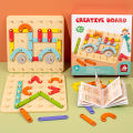 Children Wooden Toys Creative Board Nail Board Geometric Column Set Construction Puzzle Geometric Pegboard Montessori Sensory. 