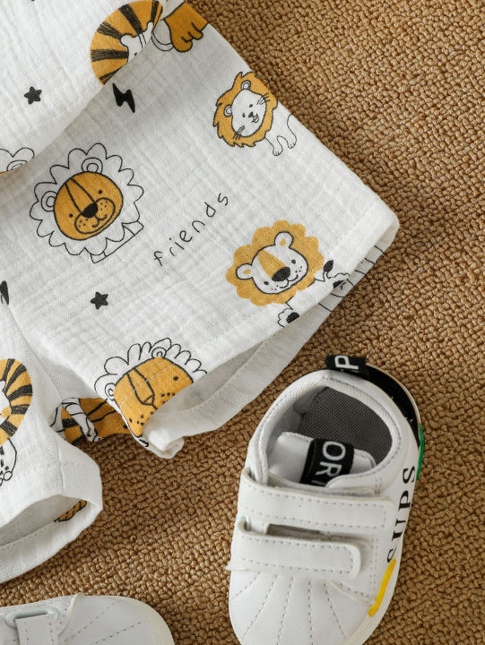 2025%20New%20Summer%20Cartoon%20Printed%20Short-sleeved%20T-shirt%20and%20Shorts,%20Versatile%20Two-piece%20Set%20for%20Baby%20Boys%20-%20Image%204