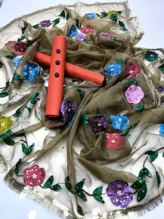 *Oil Paint Beautiful Handmade 3pc Dresses😍* ️ Shirt Kattan silk ...