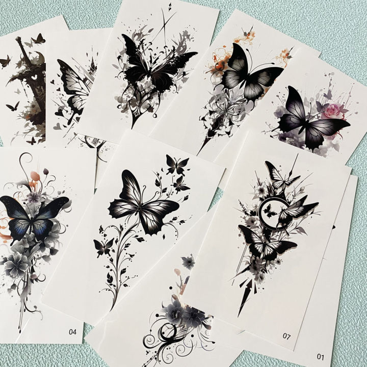 10%20Sheets%20Butterfly%20Pattern%20Temporary%20Tattoos%20For%20Women%20Men%20Waterproof%20Flower%20Fake%20Tattoo%20Stickers%20for%20Hand%20-%20Image%205