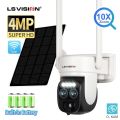 LS VISION 2K Dual Lens WIFI Solar Camera Outdoor 10X Optical Zoom Two-way Audio Color Night Vision Bulit-in Battery Security Cam. 