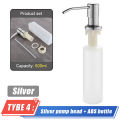 Kitchen Sink Soap Dispenser 500ML Liquid Soap Bottle Sink Built-in Design with Stainless Steel Head Hand Press Dispenser Bottle. 