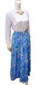 Western style fancy stitched blue printed skirt for women. 