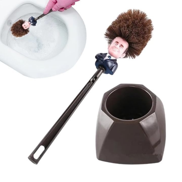 Toilet Brush WC Borstel Emmanuel Macron Brosse Cartoon Toilet Brush with Holder Creative Bathroom Cleaner Unique Gag