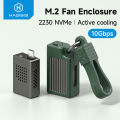 Hagibis 2230 M.2 NVMe SSD Enclosure with Cooling Fan USB 3.2 Gen 2 to NVMe PCI-E M.2 SSD Case for Laptop iPhone 16 Pro 15 iPad.