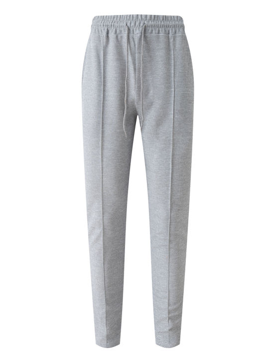 Men's%20Waffle%20Check%20Stand-Up%20Collar%20Semi-Casual%20Business%20Suit%20Button-Down%20Top%20with%20Comfortable%20Trousers%20Have%201/2%20Pieces%20-%20Image%207