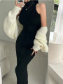 Red Skinny Sexy Turtleneck Midi Dress Women Evening Party Ladies Elastic Hip Wrap Elegant Bodycon Dresses Y2k Clothing. 