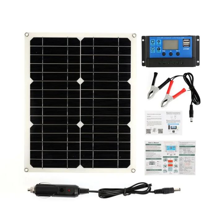 100W%2012V%20Protable%20Solar%20Panel%20Kit%20With%2060A%20Solar%20Charge%20Controller%202%20USB%20Ports%20Outdoor%20Protable%20Moblie%20Phone%20Charger%20Outdoor%20-%20Image%206