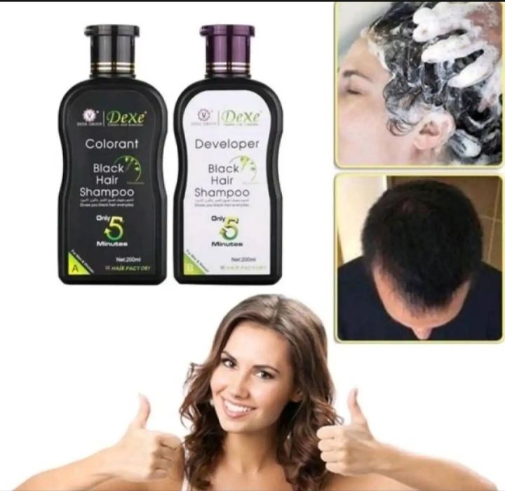 Dexe 200ml Black Hair Shampoo Developer Colorant Set Easy Instant Hair ...