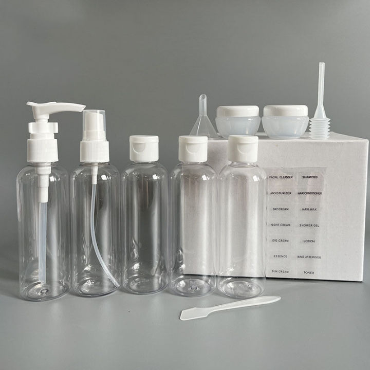 11PCS Travel Refillable Bottle Set Container Portable Cosmetic Lotion Toner Spray Shampoo Cream Tourism Supplies Set