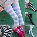 1/2 Pairs Women Over The Knee Socks Cotton Thigh High Socks Black White Blue Colorful Striped Pattern Fashion Casual Daily Wear.