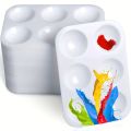 2/8/12/20/50/100 Pcs White Plastic Paint Palette 6 Well Watercolor Palette Rectangular Paint Tray Paint Mixing Palette.