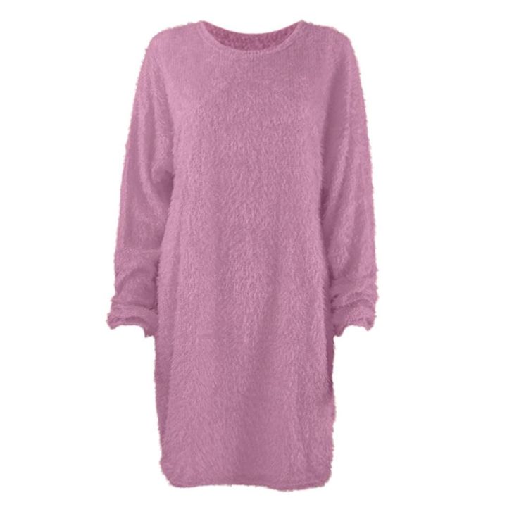 Women%20Winter%20Sweater%20Knit%20Crewneck%20Warm%20Long%20Sleeve%20O-Neck%20Casual%20Sweatshirts%20Dress%20Solid%20Color%20Oversized%20Basic%20Ladies%20Cloth%20-%20Image%204