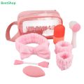 ♥Pink Skincare Grooming Kit | Wash Bag Set with Headband, Scrunchies, Facial Brush & Sponge. 