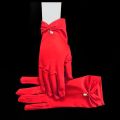 White satin wedding dress gloves Short elegant petal pearl bow mesh bridal gloves versatile photo accessories pearl retro.