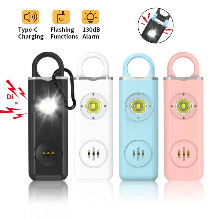 Personal Self Defense Alarm，130db Self Defense Siren Safety Alarm For Women Girl, Personal Keychain Alarm Rechargeable Battery