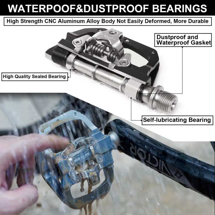 BUCKLOS%20Mountain%20Bike%20Pedals%203%20Sealed%20Bearing%20PD-M680%20Dual%20Clipless%20Flat%20&%20Lock%20Pedal%20Aluminum%20Cycling%20Pedals%20Fit%20Shimano%20SPD%20-%20Image%205