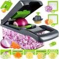 Professional Vegetable Chopper with 12 Functions, Onion and Garlic Dicer, 14-in-1 Multifunctional Food Chopper, Kitchen Vegetable Slicer Cutter, Veggie Chopper with 8 Blades and Container. 