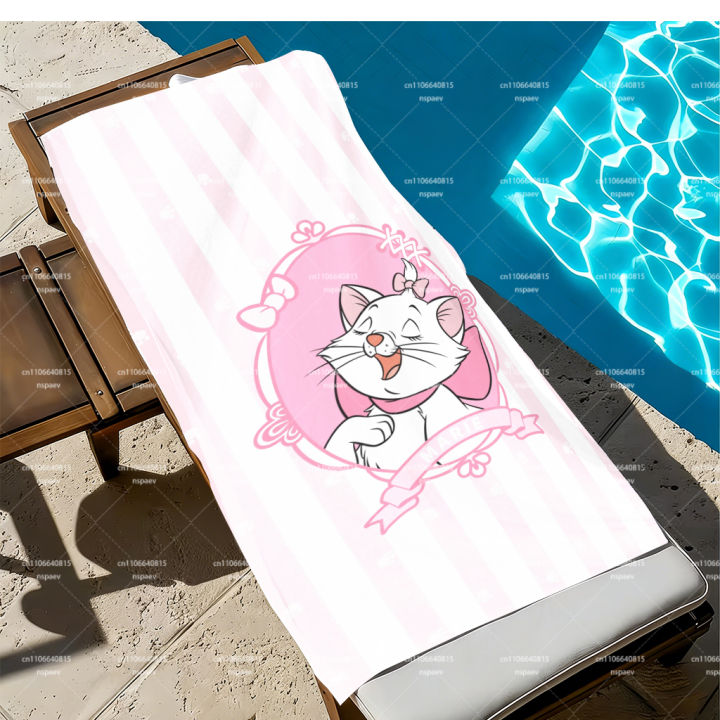 Marie%20Aristocats%20Beach%20Towel,%20Cute%20Pink%20White%20Stripe%20Cat%20Print%20Bath%20Towel,%20%20Inspired%20Soft%20Quick%20Dry%20Towel%20for%20Travel%20Pool%20-%20Image%206